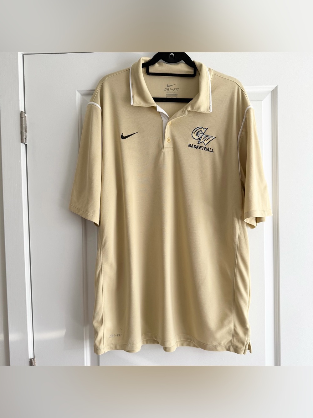 Nike Dri Fit George Washington University Short Sleeve Polo Shirt Gold Yellow